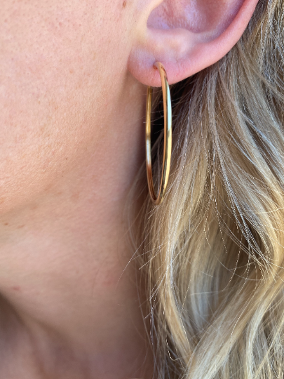 GoldFi  Gold Filled Hollowed Endless Continuous Hoop Earrings 6.5cm