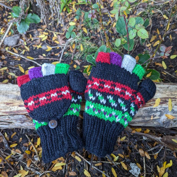 Cool Trade Winds Cotton Holly Foldover Mitten Gloves