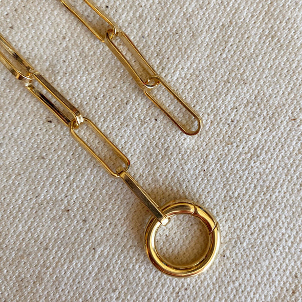 GoldFi 18k Gold Filled Paperclip Necklace with Carabine Clasp