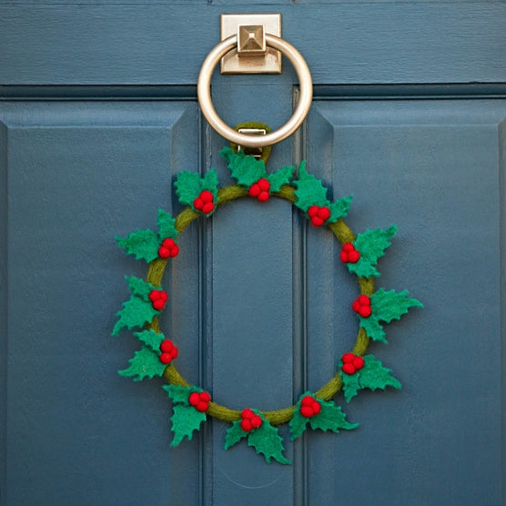 Paper High Felt Holly Christmas Wreath