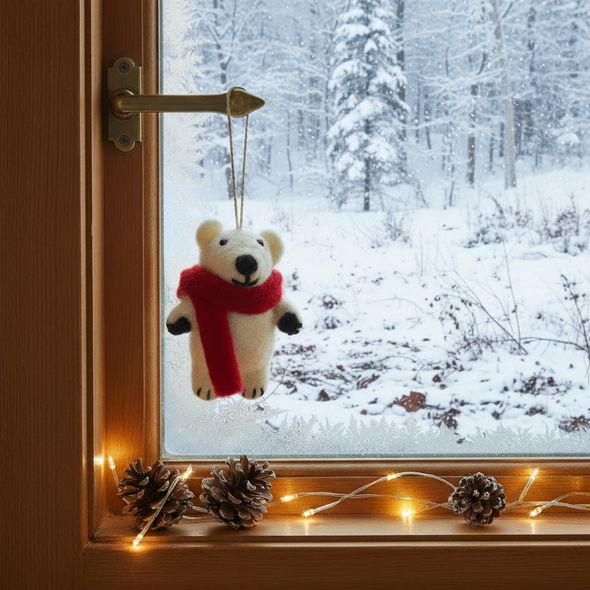 Felt So Good - Hanging Felt Pedro Polar Bear Handmade Felt Decoration