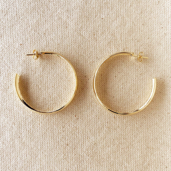 GoldFi  Gold Fill 4cm Hollow C- Hoop Earrings