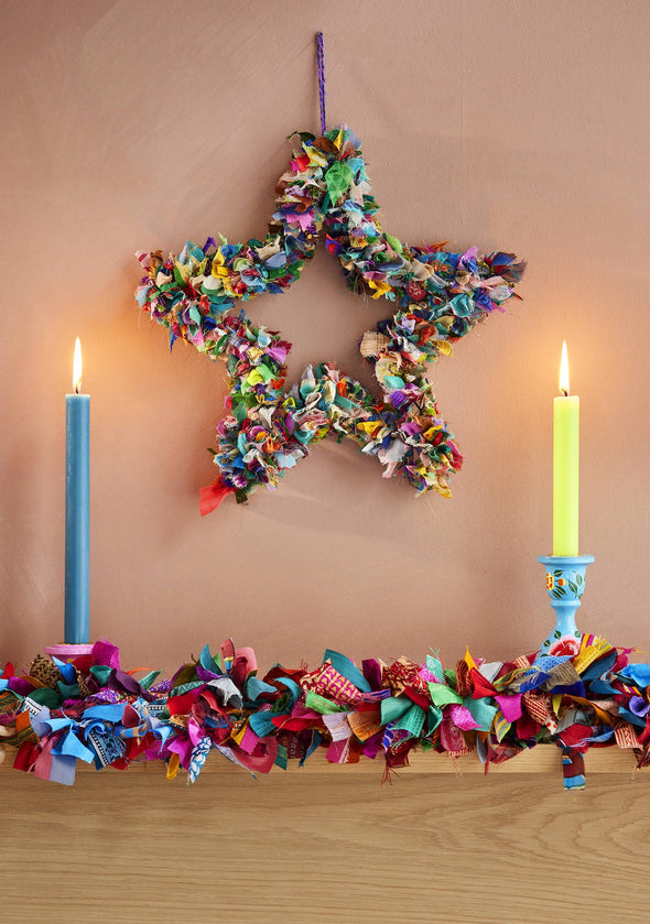 Namaste - Recycled Sari Wreath Multicolour Star