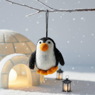 Felt So Good - Handmade Felt Christmas Baby Penguin Black Decoration