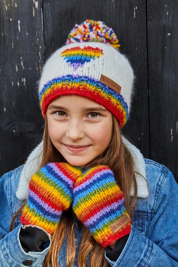 Pachamama Kids Rainbow Fleece Lined Wool Mittens