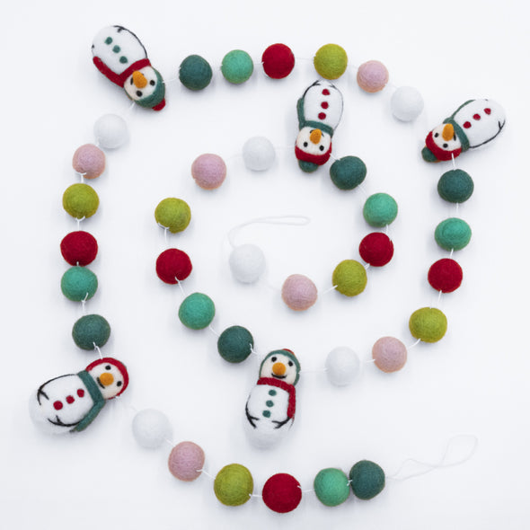 Frida Feeling Snowman with Scarf 6ft FairTrade Felt Garland