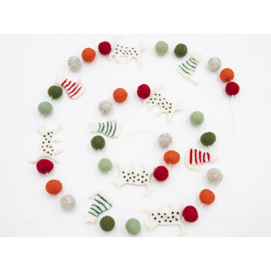 Frida Feeling Christmas Cats 6ft FairTrade Felt Garland