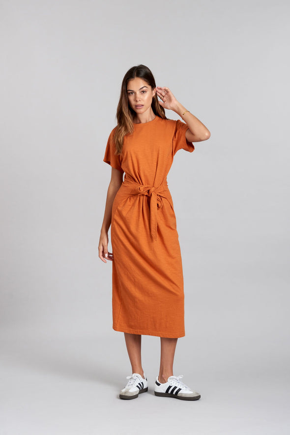 Komodo Organic Cotton Midi Burnt Orange Fonda Dress