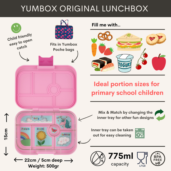 Yumbox Original Power Pink Lunchbox with Unicorn Tray