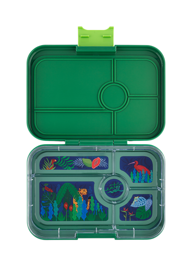 Yumbox Tapas 5 Compartment Palm Green Lunchbox with Jungle Tray