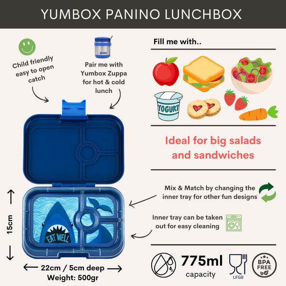 Yumbox Panino Monte Carlo Blue Shark Tray