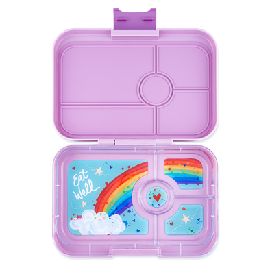 Yumbox Tapas 4 Compartment Seville Purple Lunchbox with Rainbow Tray