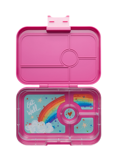 Yumbox Tapas 4 Compartment Malibu Purple LunchBox with Rainbow Tray