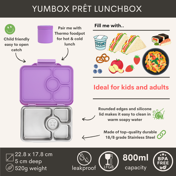 Yumbox Pret Stainless Steel 4-sections Lavande Purple