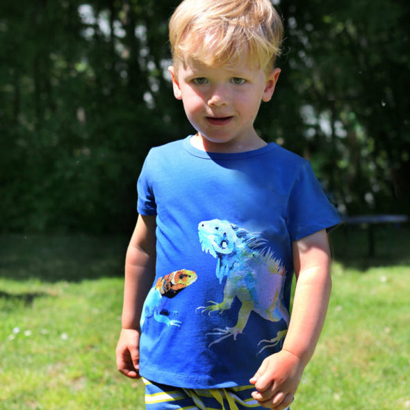 Enfant Terrible Blue Reptile Print T-shirt