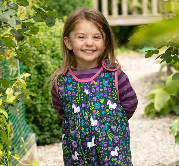 Piccalilly Unicorn Pintuck Dungarees