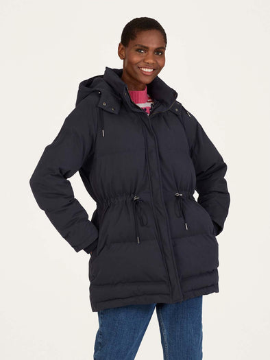 Thought Clothing Rosabel Recycled Polyester Navy Puffer Coat