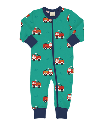 Maxomorra Firetruck Long Sleeved Zip Rompersuit