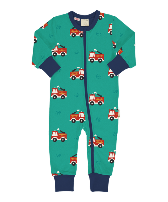 Maxomorra Firetruck Long Sleeved Zip Rompersuit
