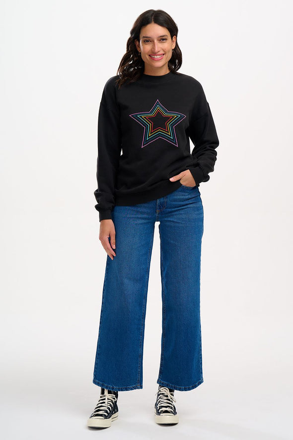 Sugarhill Brighton Black Rainbow Star Noah Sweatshirt