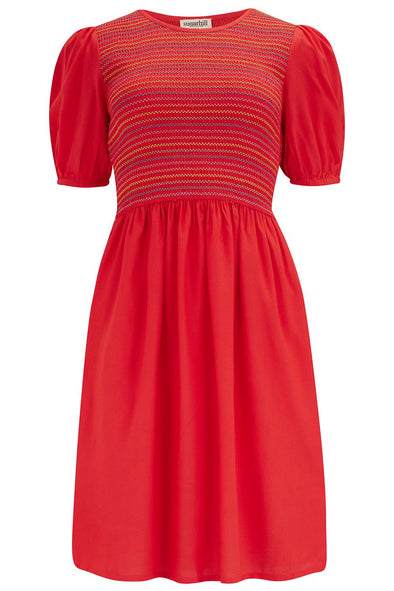 Sugarhill Brighton Antoinette Red Rainbow Shirred Short Dress