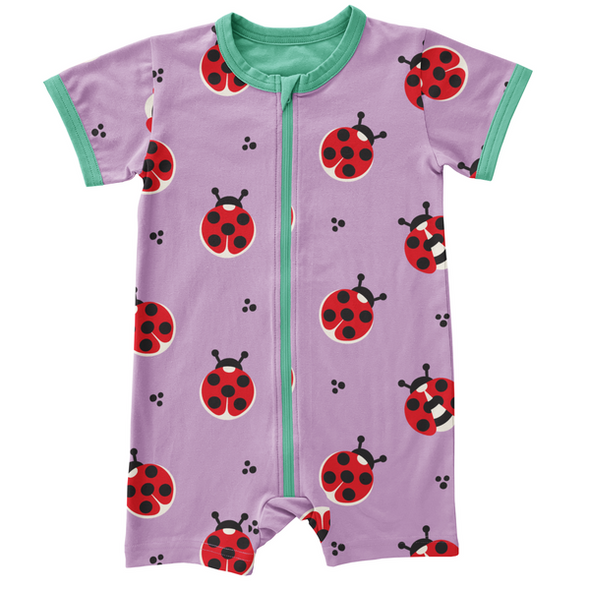 Maxomorra Ladybug Organic Cotton Short Sleeved Zip Romper