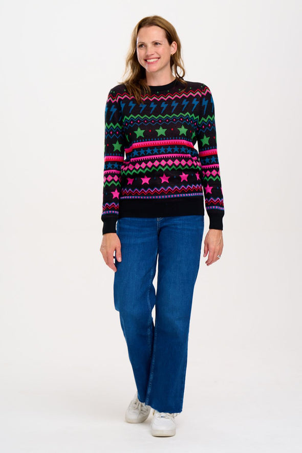 Sugarhill Brighton Black Lightning and Star Fairisle Rosie Jumper