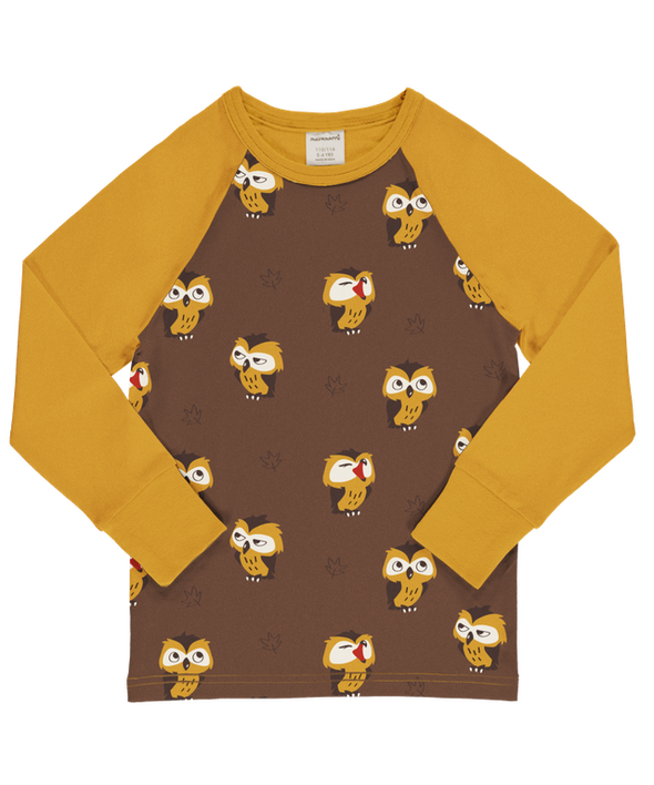 Maxomorra Owl Raglan Long Sleeved Top