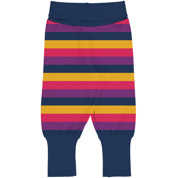 Maxomorra Purple Stripes Cotton Rib Pants