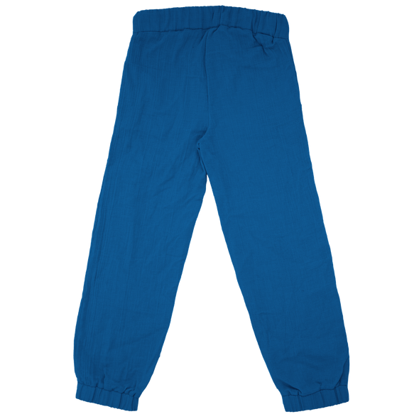 Maxomorra Blue Organic Cotton Muslin Trousers