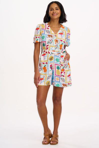 Sugarhill Brighton Off-White Jungle Tile Gweneth Playsuit