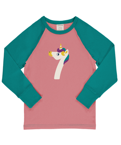 Maxomorra Age 7 Unicorn Single Print Long Sleeved Top