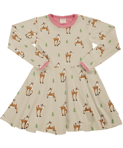 Maxomorra Fawn Organic Cotton Long Sleeved Circle Dress