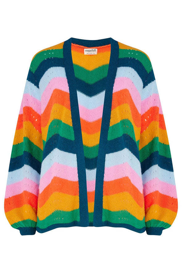 Sugarhill Brighton Multi Rainbow Waves Bella Cardigan