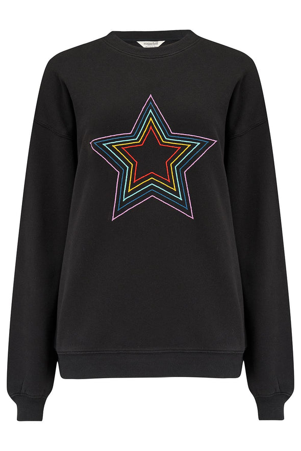 Sugarhill Brighton Black Rainbow Star Noah Sweatshirt