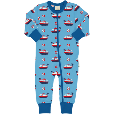 Maxomorra Fireboat Organic Cotton Long Sleeved Sleepsuit