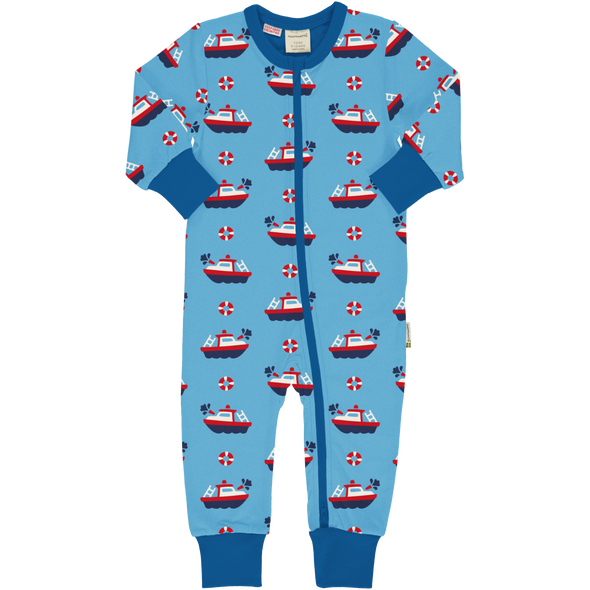 Maxomorra Fireboat Organic Cotton Long Sleeved Sleepsuit