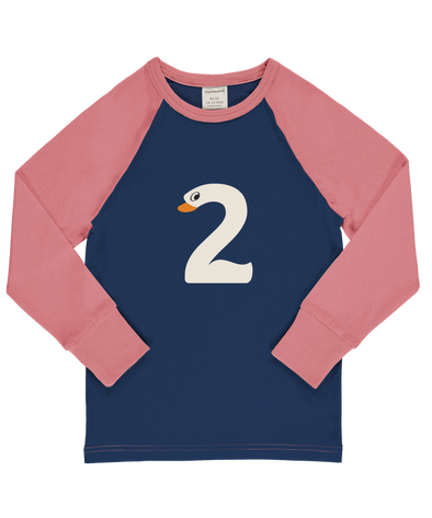 Maxomorra Age 2 Swan Single Print Long Sleeved Top