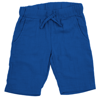 Maxomorra Blue Organic Cotton Muslin Knee Shorts