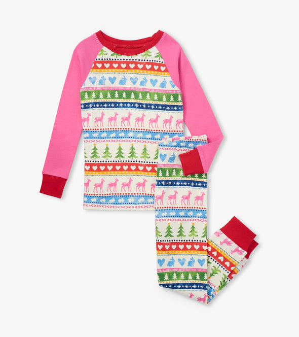 Hatley Raglan Cream Painted Fairisle Organic Cotton Pyjamas