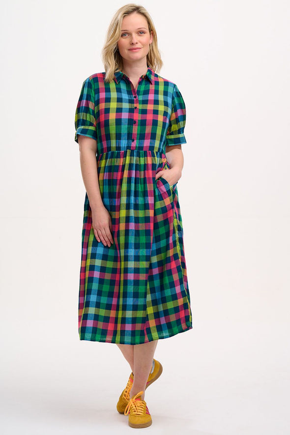 Sugarhill Brighton Multi Midnight Gingham Willet Midi Smock Dress