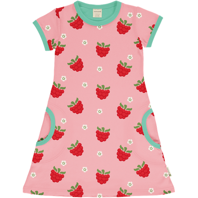 Maxomorra Raspberry Organic Cotton Short Sleeved Dress