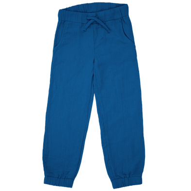Maxomorra Blue Organic Cotton Muslin Trousers