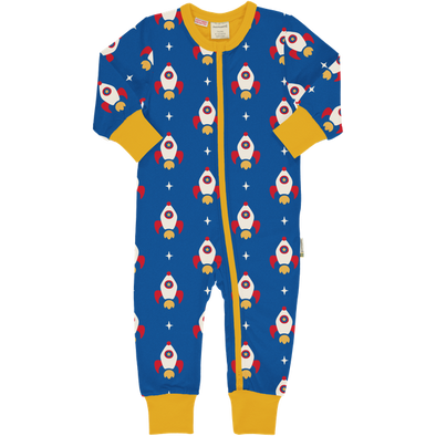 Maxomorra Rocket Organic Cotton Long Sleeved Sleepsuit