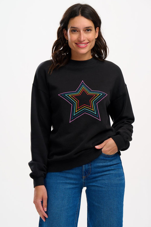 Sugarhill Brighton Black Rainbow Star Noah Sweatshirt