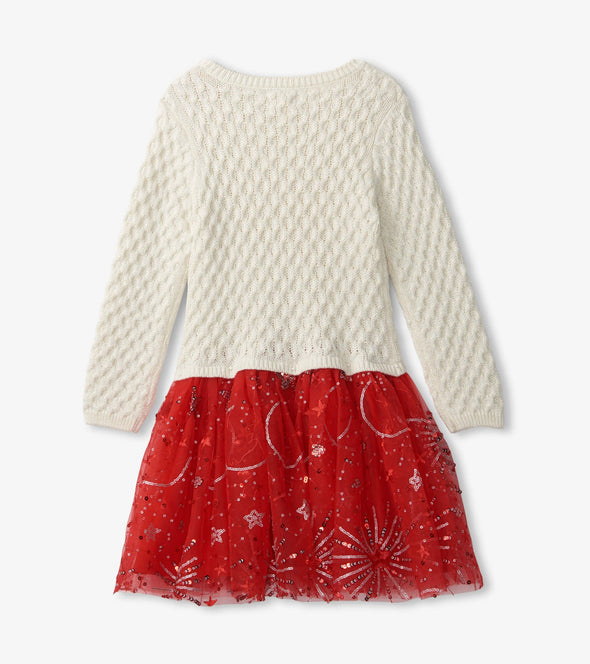 Hatley Red Sparkle Sweater Tulle Dress