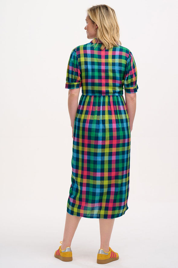 Sugarhill Brighton Multi Midnight Gingham Willet Midi Smock Dress