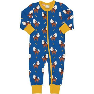 Maxomorra Wolf Organic Cotton Long Sleeved Sleepsuit