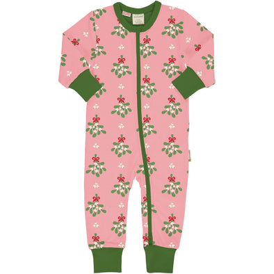 Maxomorra Mistletoe Organic Cotton Long Sleeved Sleepsuit