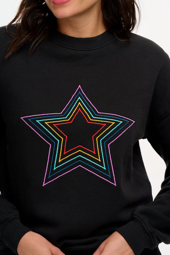 Sugarhill Brighton Black Rainbow Star Noah Sweatshirt